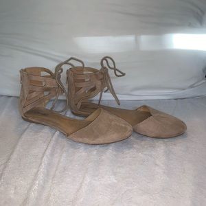 Tan Zip up Flats